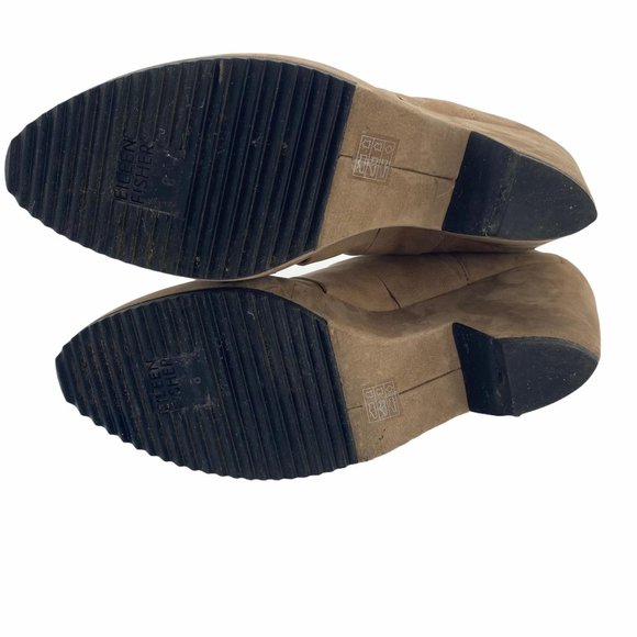 Eileen Fisher Tan Leather Dream Woven Ankle Boot 8 - Picture 10 of 11